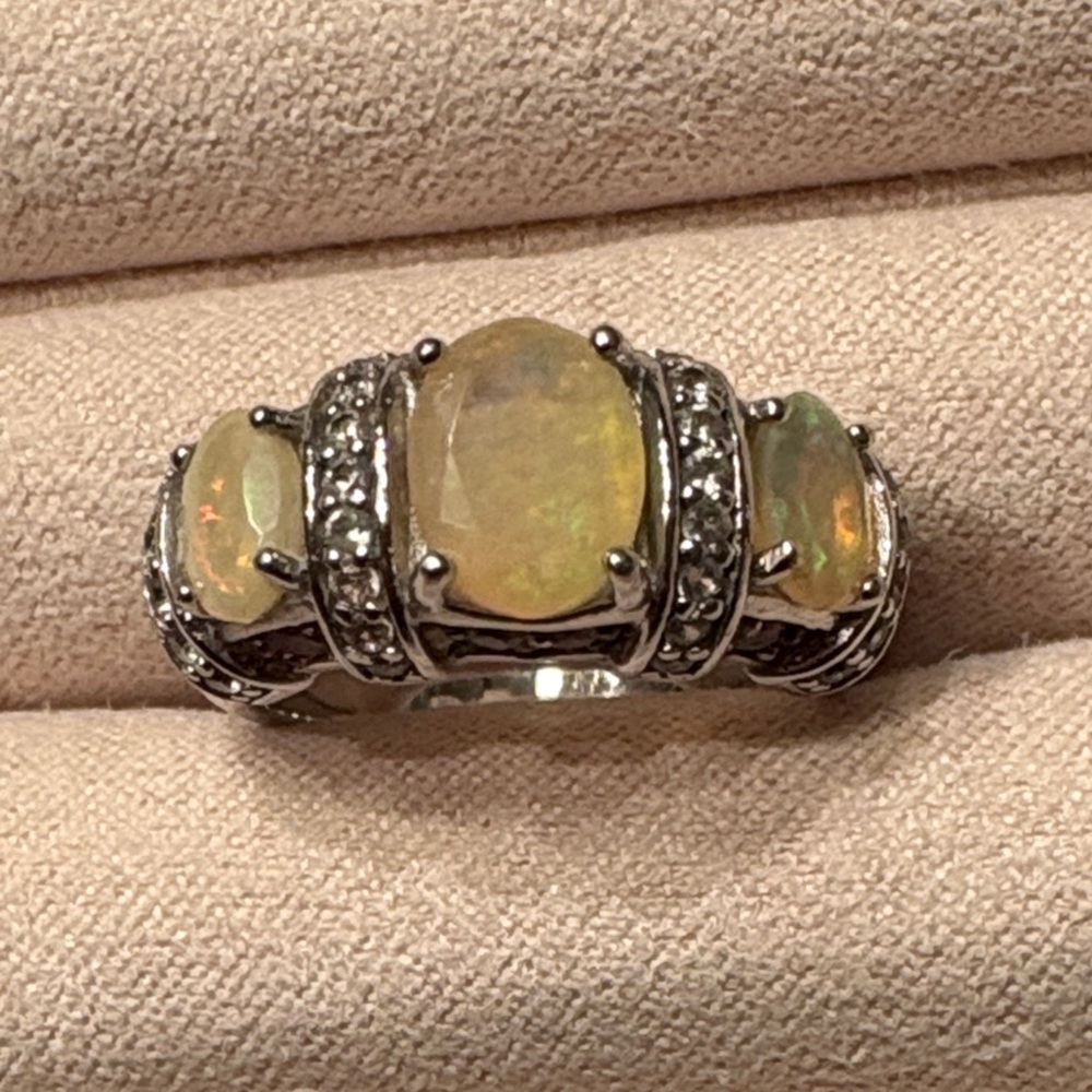 Elegant Silver Opal Ring